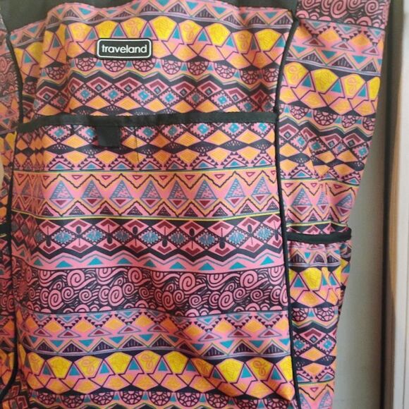 Pink and Yellow Travel Bag with Vibrant Pattern - Picture 4 of 8